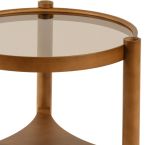 Tavolino da Salotto Marrone Noce un Vano Piano in Vetro Temperato 100x100x46h cm, Forma Rotondo - Canterano