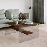 Tavolino da Salotto Marrone Noce un Vano Portariviste 75x75x40h cm, Forma Rettangolare - Barcis