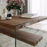 Tavolino da Salotto Marrone Noce un Vano Portariviste 75x75x40h cm, Forma Rettangolare - Barcis