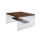 Tavolino da Salotto Marrone Noce un Vano Portariviste 75x75x40h cm, Forma Rettangolare - Barcis