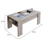 Tavolino da Salotto Marrone Olmo un Vano Forma Rettangolare 98x50x43h cm, Piano Sollevabile - Corallo