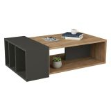 Tavolino da Salotto Marrone Quercia Nero Antracite 4 Vani Forma Rettangolarearrotondata 102x60x32h cm, Colore Ripiano Marrone - Tufo