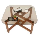 Tavolino da Salotto Marrone Quercia Portariviste Forma Rettangolare 80x80x40h cm, Sfumatura Colore Struttura Quercia - Aurano