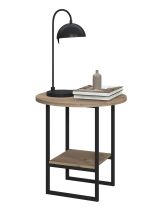 Tavolino da Salotto Marrone Quercia un Vano Forma Circolare 45x47x45h cm, Materiale Piano in Legno Nobilitato