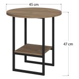 Tavolino da Salotto Marrone Quercia un Vano Forma Circolare 45x47x45h cm, Materiale Piano in Legno Nobilitato