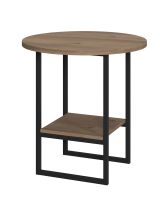 Tavolino da Salotto Marrone Quercia un Vano Forma Circolare 45x47x45h cm, Materiale Piano in Legno Nobilitato