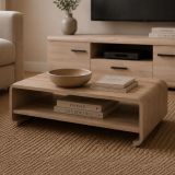 Tavolino da Salotto Marrone Rovere Angoli Arrotondati un Vano 120x60x40h cm, Forma Rettangolare - Kasamome