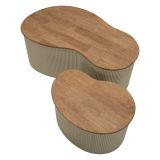 Tavolino da Salotto Marrone Rovere Beige set da 2 Colore Ripiano Marrone 37x58x92h cm, Materiale Struttura in Metallo - Kashan