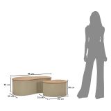 Tavolino da Salotto Marrone Rovere Beige set da 2 Colore Ripiano Marrone 37x58x92h cm, Materiale Struttura in Metallo - Kashan