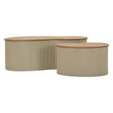 Tavolino da Salotto Marrone Rovere Beige set da 2 Colore Ripiano Marrone 37x58x92h cm, Materiale Struttura in Metallo - Kashan