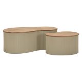 Tavolino da Salotto Marrone Rovere Beige set da 2 Colore Ripiano Marrone 37x58x92h cm, Materiale Struttura in Metallo - Kashan