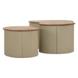 Tavolino da Salotto Marrone Rovere Beige set da 2 Colore Ripiano Marrone 37x58x92h cm, Materiale Struttura in Metallo - Kashan