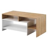 Tavolino da Salotto Marrone Rovere Bianco 3 Vani Forma Rettangolare 120x60x53h cm, Colore Ripiano Marrone - Karaseso