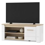 Tavolino da Salotto Marrone Rovere Bianco Opaco con Piedini 2 Vani 120x55x50h cm, Forma Rettangolare - Niella