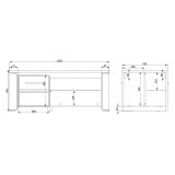 Tavolino da Salotto Marrone Rovere Bianco Opaco con Piedini 2 Vani 120x55x50h cm, Forma Rettangolare - Niella