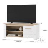 Tavolino da Salotto Marrone Rovere Bianco Opaco con Piedini 2 Vani 120x55x50h cm, Forma Rettangolare - Niella