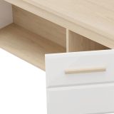 Tavolino da Salotto Marrone Rovere Bianco Opaco con Piedini 2 Vani 120x55x50h cm, Forma Rettangolare - Niella