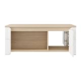 Tavolino da Salotto Marrone Rovere Bianco Opaco con Piedini 2 Vani 120x55x50h cm, Forma Rettangolare - Niella