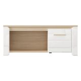Tavolino da Salotto Marrone Rovere Bianco Opaco con Piedini 2 Vani 120x55x50h cm, Forma Rettangolare - Niella