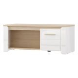 Tavolino da Salotto Marrone Rovere Bianco Opaco con Piedini 2 Vani 120x55x50h cm, Forma Rettangolare - Niella