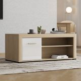 Tavolino da Salotto Marrone Rovere Bianco Opaco con Piedini 3 Vani 121x55x49h cm, Forma Rettangolare - Pettor
