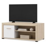 Tavolino da Salotto Marrone Rovere Bianco Opaco con Piedini 3 Vani 121x55x49h cm, Forma Rettangolare - Pettor