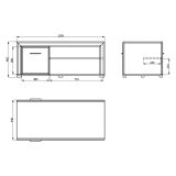 Tavolino da Salotto Marrone Rovere Bianco Opaco con Piedini 3 Vani 121x55x49h cm, Forma Rettangolare - Pettor