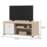 Tavolino da Salotto Marrone Rovere Bianco Opaco con Piedini 3 Vani 121x55x49h cm, Forma Rettangolare - Pettor