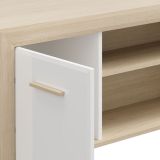 Tavolino da Salotto Marrone Rovere Bianco Opaco con Piedini 3 Vani 121x55x49h cm, Forma Rettangolare - Pettor