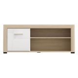 Tavolino da Salotto Marrone Rovere Bianco Opaco con Piedini 3 Vani 121x55x49h cm, Forma Rettangolare - Pettor