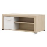 Tavolino da Salotto Marrone Rovere Bianco Opaco con Piedini 3 Vani 121x55x49h cm, Forma Rettangolare - Pettor