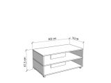Tavolino da Salotto Marrone Rovere Chiaro Nero con Ruote 2 Vani 101x54.5x47.5h cm, Forma Rettangolare - Erice