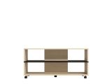 Tavolino da Salotto Marrone Rovere Chiaro Nero con Ruote 2 Vani 101x54.5x47.5h cm, Forma Rettangolare - Erice