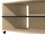 Tavolino da Salotto Marrone Rovere Chiaro Nero con Ruote 2 Vani 101x54.5x47.5h cm, Forma Rettangolare - Erice