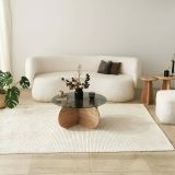 Tavolino da Salotto Marrone Rovere Effetto Fume Forma Rotonda 75x75x35h cm, Materiale Struttura in Vetro - Nila