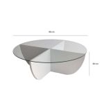 Tavolino da Salotto Marrone Rovere Forma Circolare Materiale Piano in Vetro 90x90x30h cm, Colore Ripiano Trasparente - Jolanda