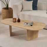 Tavolino da Salotto Marrone Rovere Forma Ovale Materiale Piano in Legno Nobilitato 130x65x40h cm, Colore Ripiano Marrone - Dozza