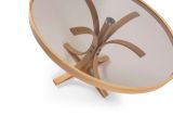 Tavolino da Salotto Marrone Rovere Forma Rotondo Colore Ripiano Trasparente 80x80x47h cm, Sfumatura Colore Struttura Rovere - Santhia