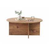 Tavolino da Salotto Marrone Rovere Forma Rotondo Materiale Piano in Legno Nobilitato 90x90x40h cm, Colore Ripiano Marrone - Simbario