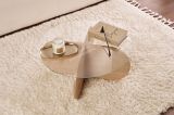 Tavolino da Salotto Marrone Rovere Forma Rotondo Materiale Piano in Vetro 75x75x35h cm, Colore Ripiano Trasparente - Cugnoli
