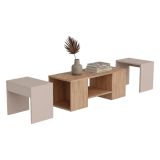 Tavolino da Salotto Marrone Rovere Grigio Tortora un Vano Forma Rettangolare 100x40x37h cm, Colore Ripiano Marrone - Usseglio