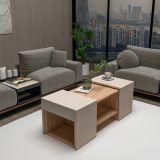 Tavolino da Salotto Marrone Rovere Grigio Tortora un Vano Forma Rettangolare 100x40x37h cm, Colore Ripiano Marrone - Usseglio