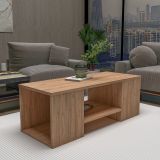 Tavolino da Salotto Marrone Rovere Grigio Tortora un Vano Forma Rettangolare 100x40x37h cm, Colore Ripiano Marrone - Usseglio
