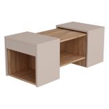 Tavolino da Salotto Marrone Rovere Grigio Tortora un Vano Forma Rettangolare 100x40x37h cm, Colore Ripiano Marrone - Usseglio
