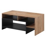 Tavolino da Salotto Marrone Rovere Nero 3 Vani Forma Rettangolare 120x60x53h cm, Colore Ripiano Marrone - Karaseso