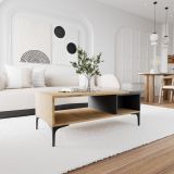 Tavolino da Salotto Marrone Rovere Nero Antracite 2 Vani con Piedini 90x50x39h cm, Forma Rettangolare - Parcines