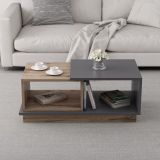 Tavolino da Salotto Marrone Rovere Nero Antracite 2 Vani Modulabile 90x45x36h cm, Forma Rettangolare - Chiavari