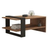 Tavolino da Salotto Marrone Rovere Nero Antracite un Vano Forma Rettangolare 80x55x35h cm, Colore Ripiano Marrone - Cigliano
