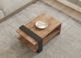 Tavolino da Salotto Marrone Rovere Nero Antracite un Vano Forma Rettangolare 80x55x35h cm, Colore Ripiano Marrone - Cigliano