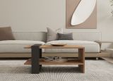 Tavolino da Salotto Marrone Rovere Nero Antracite un Vano Forma Rettangolare 80x55x35h cm, Colore Ripiano Marrone - Cigliano